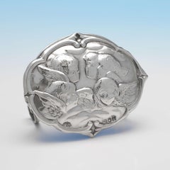 Reynolds Angels, Antique Sterling Silver Pair of Menu Holders, William Comyns