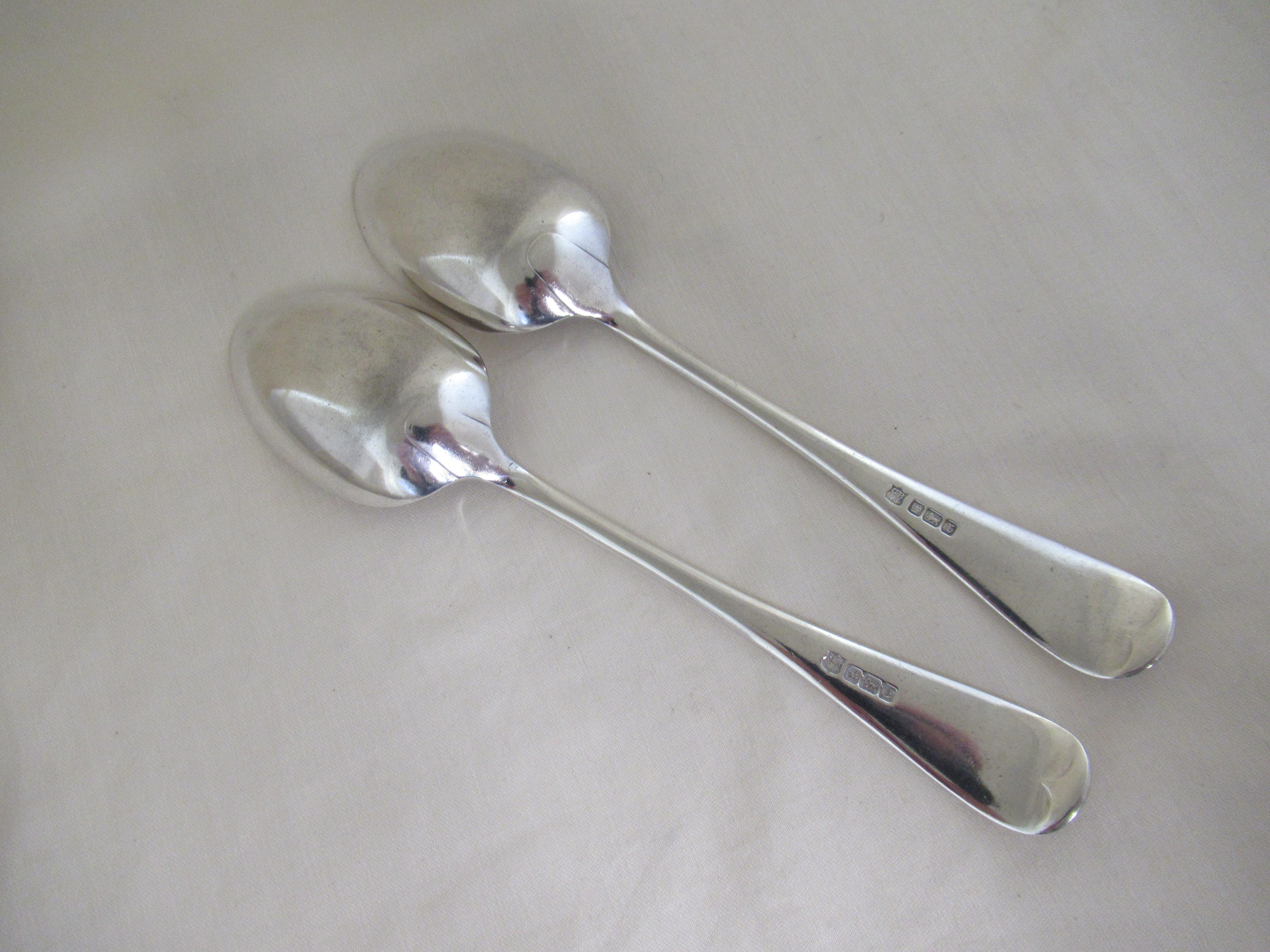 Hand-Crafted Sterling Silver Pair of Old English Tablespoons Hallmarked, SHEFFIELD 1916 For Sale