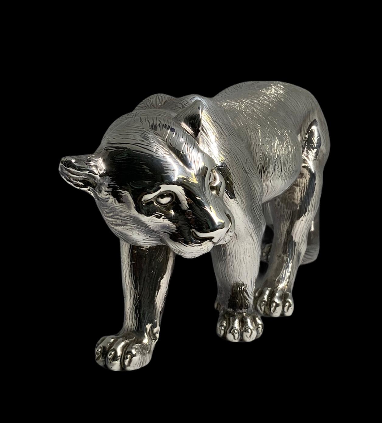 Art Nouveau Sterling Silver Pair of Panthers