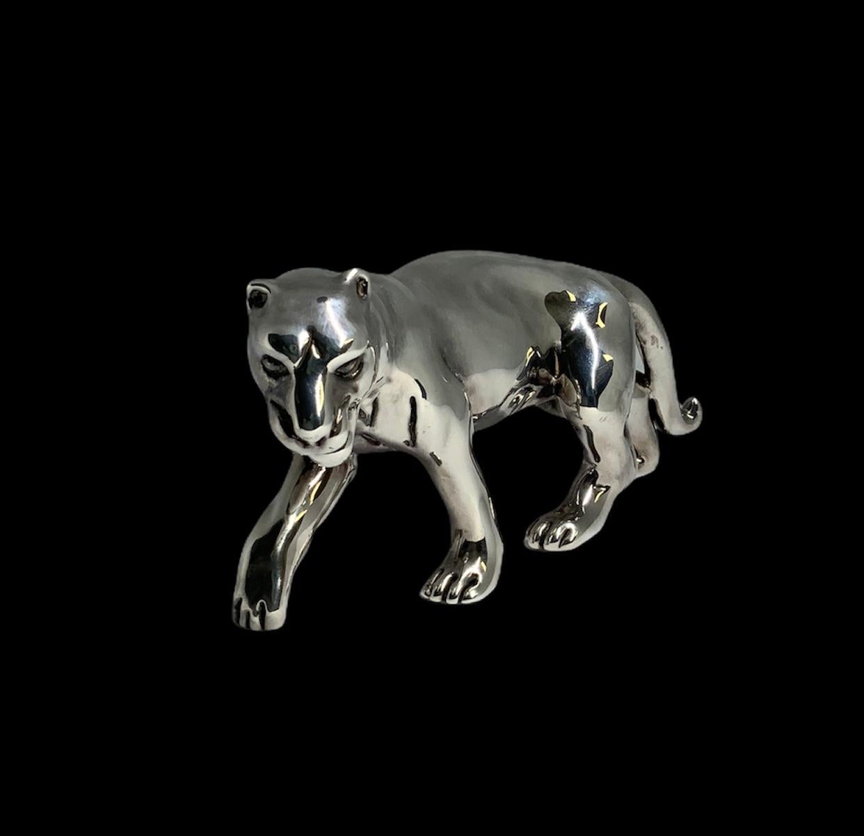 Unknown Sterling Silver Pair of Panthers
