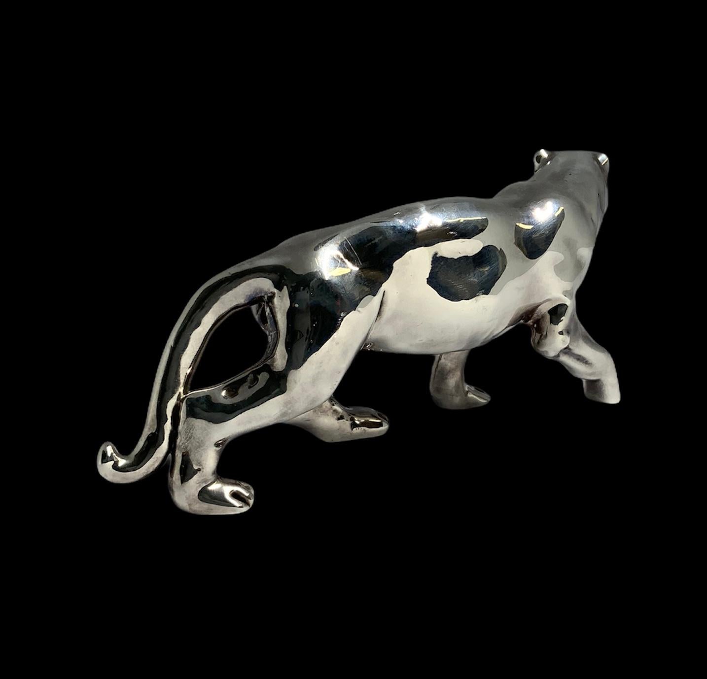 Cast Sterling Silver Pair of Panthers