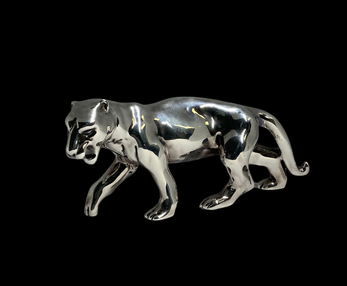 20th Century Sterling Silver Pair of Panthers