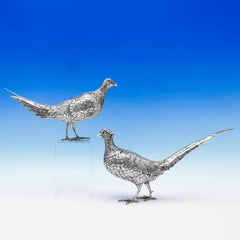 Sterling Silver Pair of Pheasants