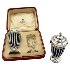 Antique Sterling Silver Pair of Salt & Pepper Casters, London, 1910