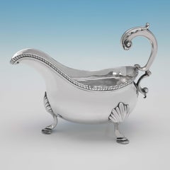 Salseras antiguas de plata de ley de Jorge III, Londres 1766, Francis Crump