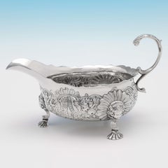 Paar antike Sauciere aus Sterlingsilber, Rokoko-Periode, London 1746 R. Kersill