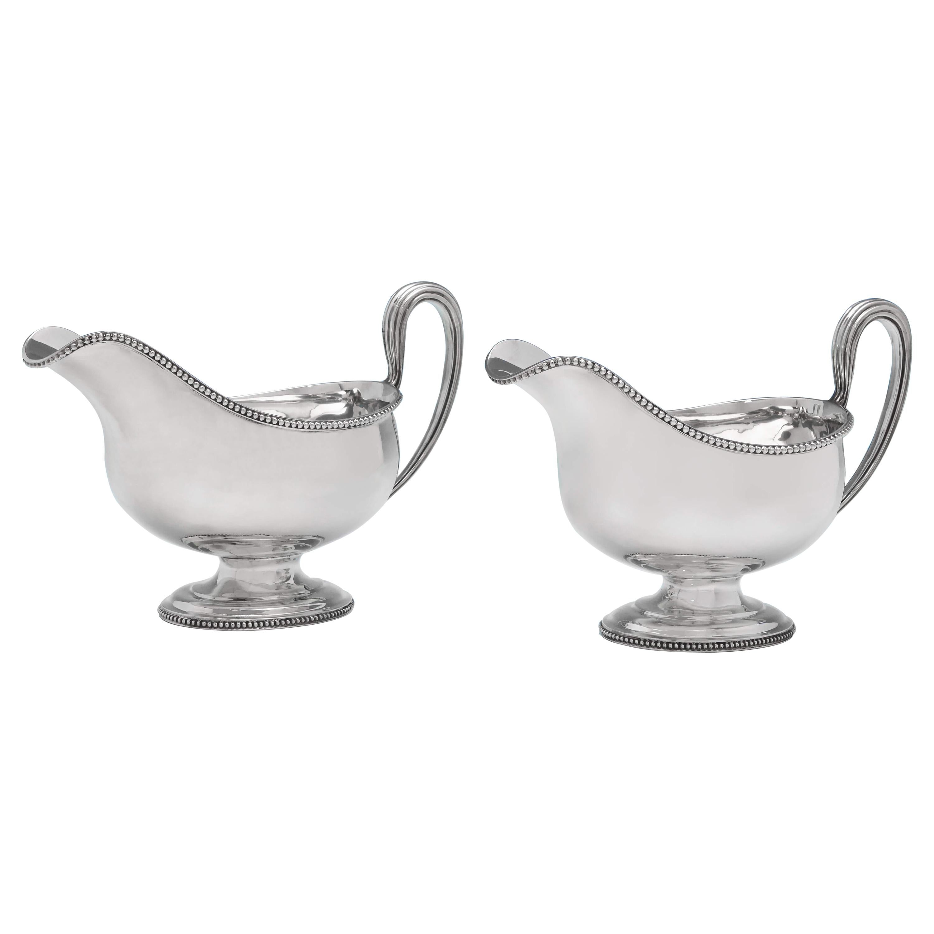Oversized pair of Edwardian Antique Sterling Silver Sauce Boats - 36 troy ounces For Sale
