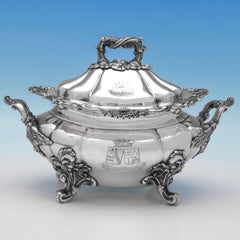 Victorian Antique Sterling Silver Pair of Sauce Tureens by John Figg