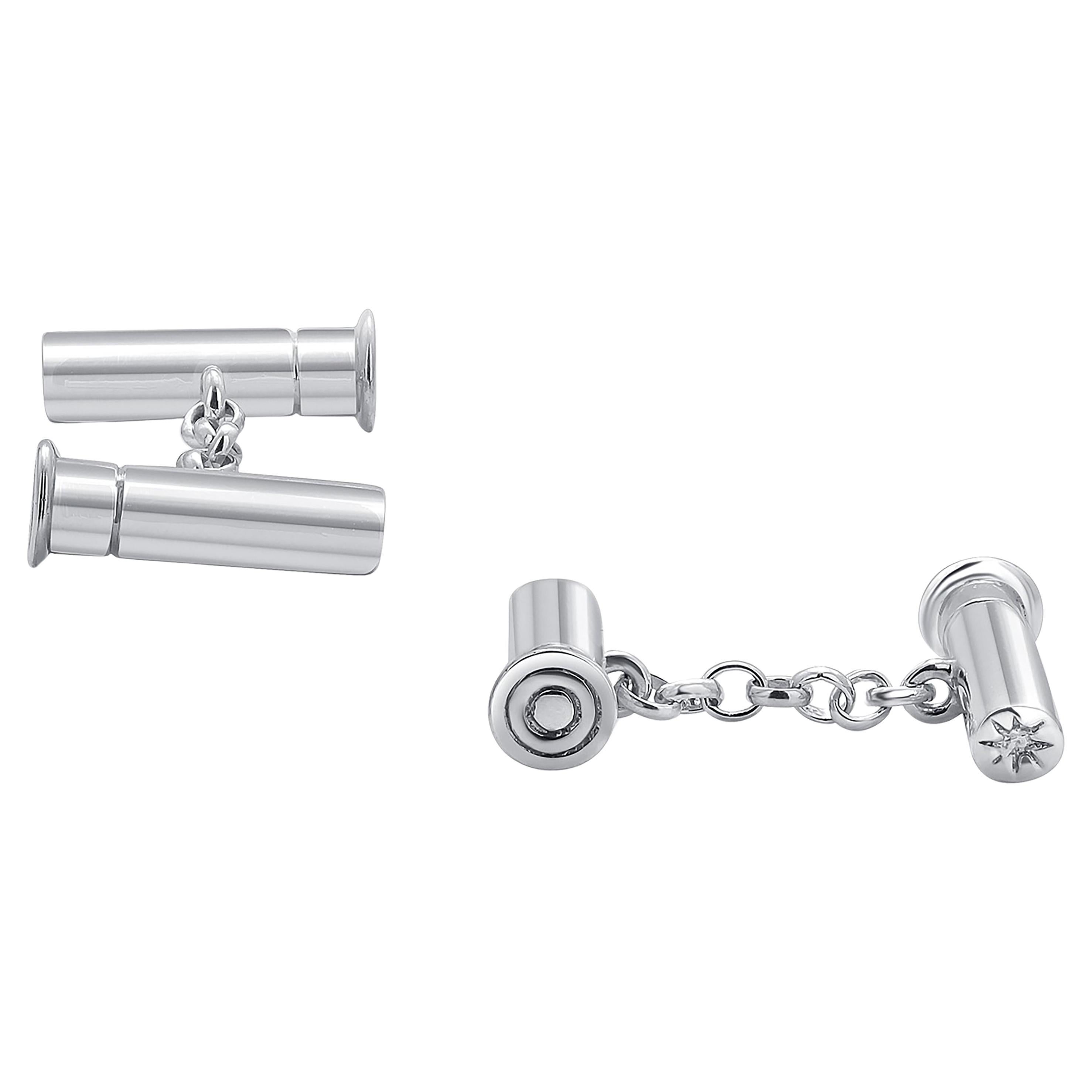 Paire de boutons de manchette Shotgun en argent sterling de 0,75 pouce par RPS