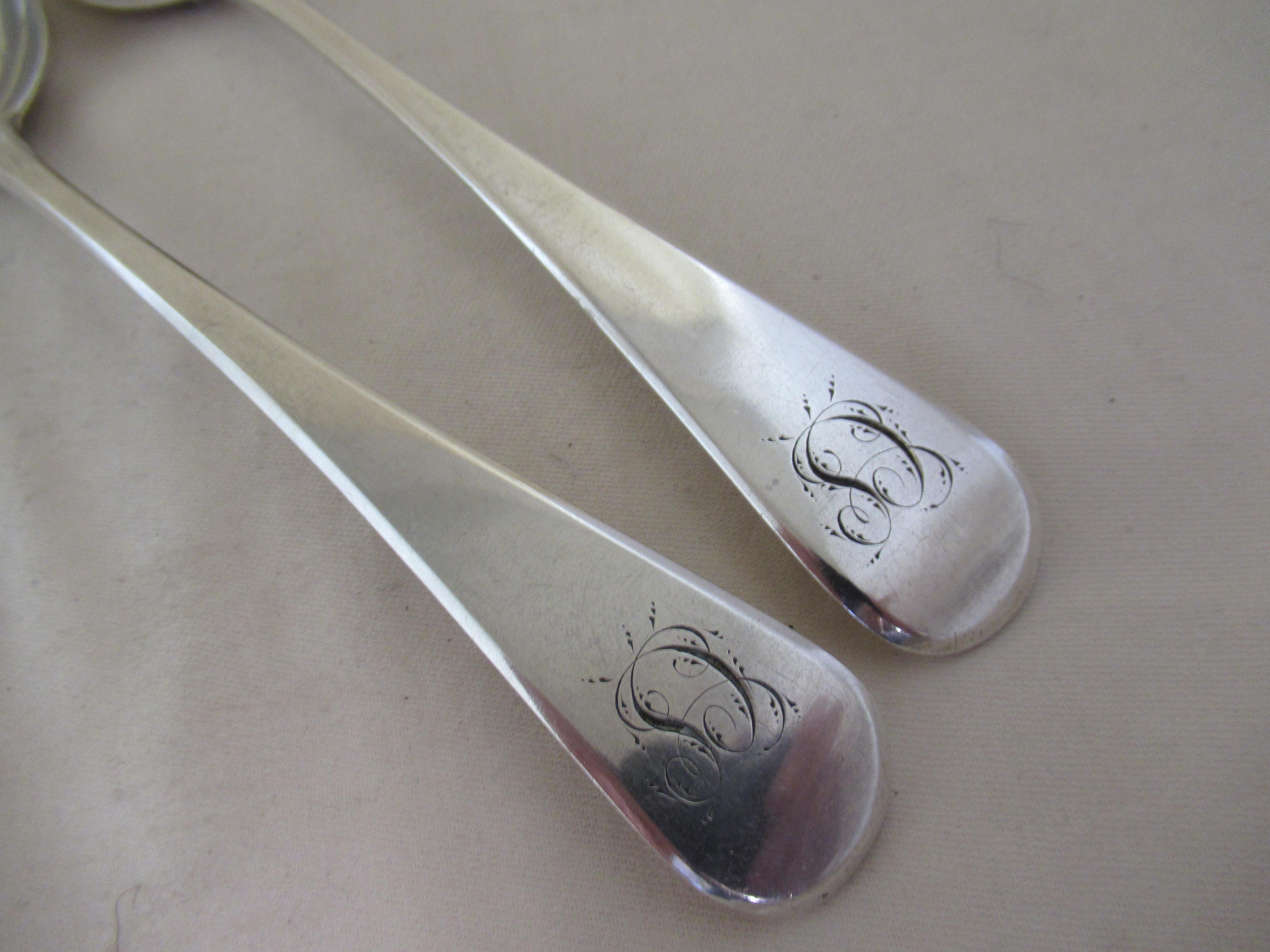 George III Sterling Silver Pair of  Tablespoons Hallmarked:- London, 1808 Bateman Family