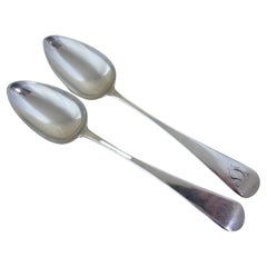 Sterling Silver Pair of  Tablespoons Hallmarked:- London, 1808 Bateman Family