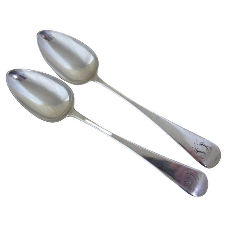 Sterling Silver Pair of Tablespoons Hallmarked London, 1808 Bateman