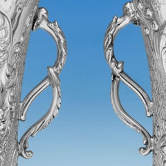 Art Nouveau Period Sterling Silver Pair of Vases from 1901 by Martin & Hall