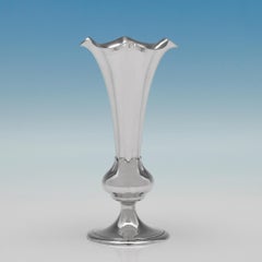 Victorian Antique Sterling Silver Pair of Vases by Elkington & Co. In 1899