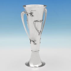 Arts & Crafts Antique Sterling Silver Pair of Vases by Elkington from 1905