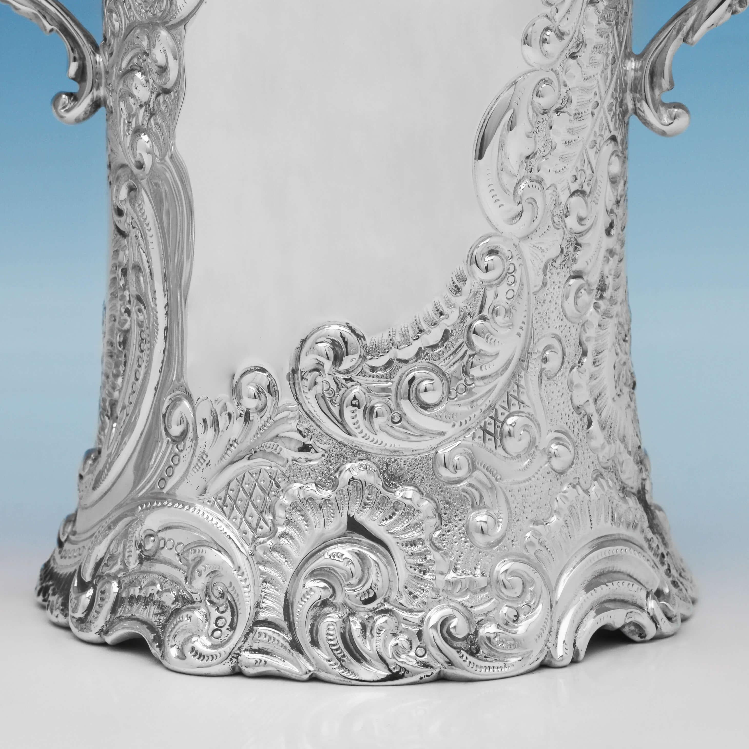 Art Nouveau Period Sterling Silver Pair of Vases from 1901 by Martin & Hall In Good Condition In London, London