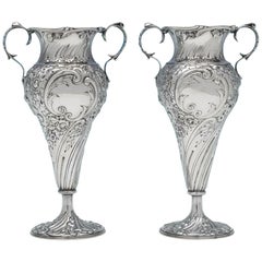 Sterling Silver Pair of Vases