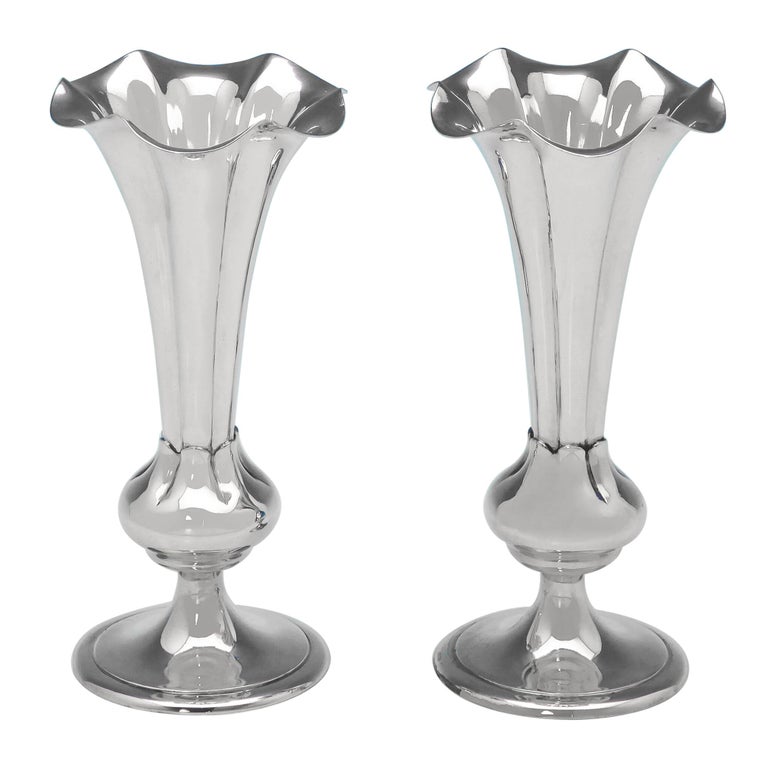 Sterling Silver Pair Of Vases For Sale At 1stdibs