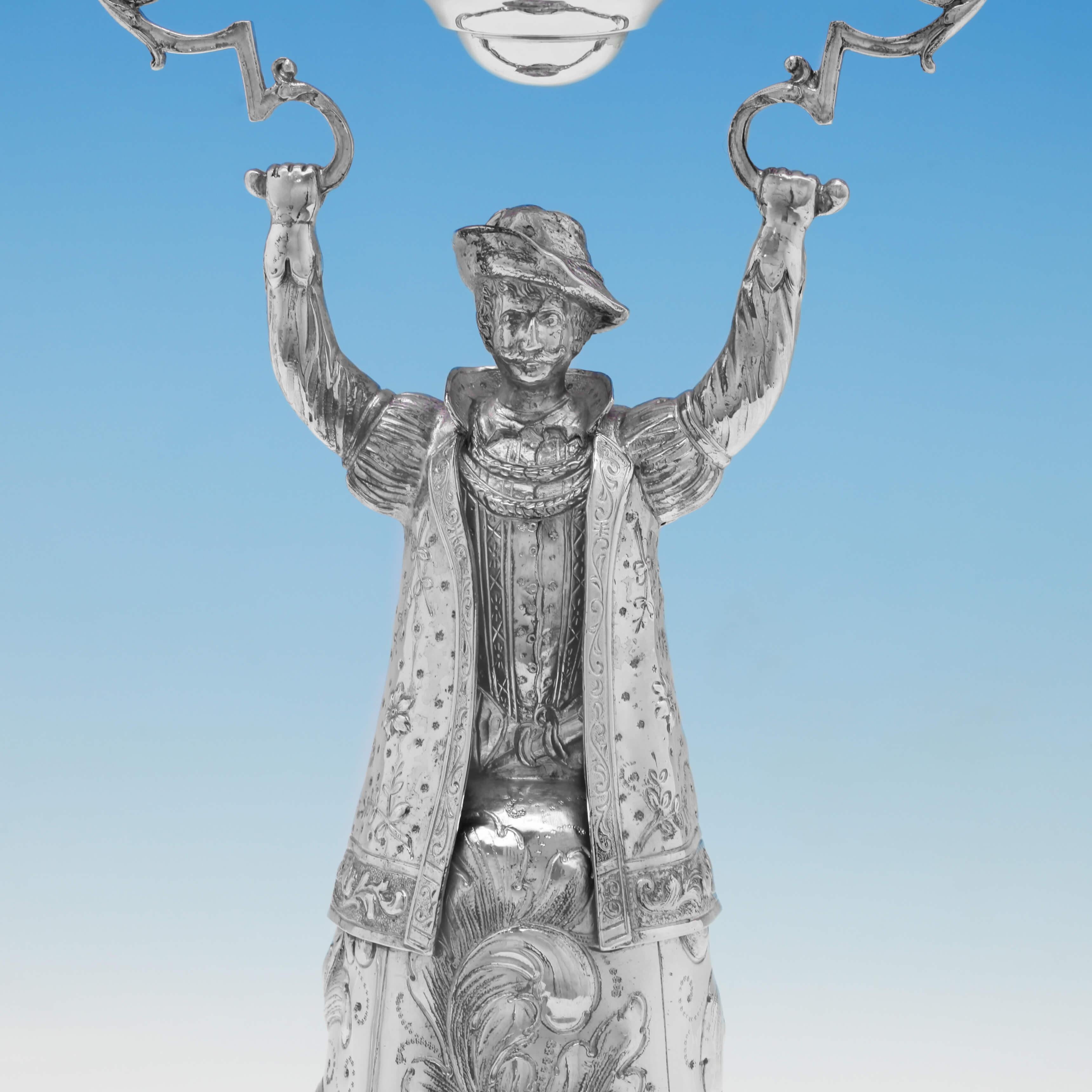 Late 19th Century Large Victorian Antique Sterling Silver Pair Of Wager Cups from 1897