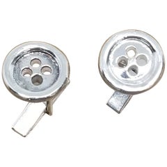 Sterling Silver Pair Solid "Button" of Cufflinks