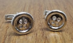 Sterling Silver Pair Solid "Button" of Cufflinks