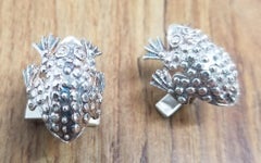 Sterling Silver Pair Solid "Frogs" Cufflinks