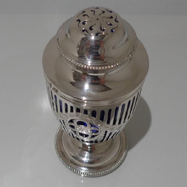 Early 20th Century Sterling Silver Pair Sugar Casters London 1911 Charles Stuart Harris For Sale
