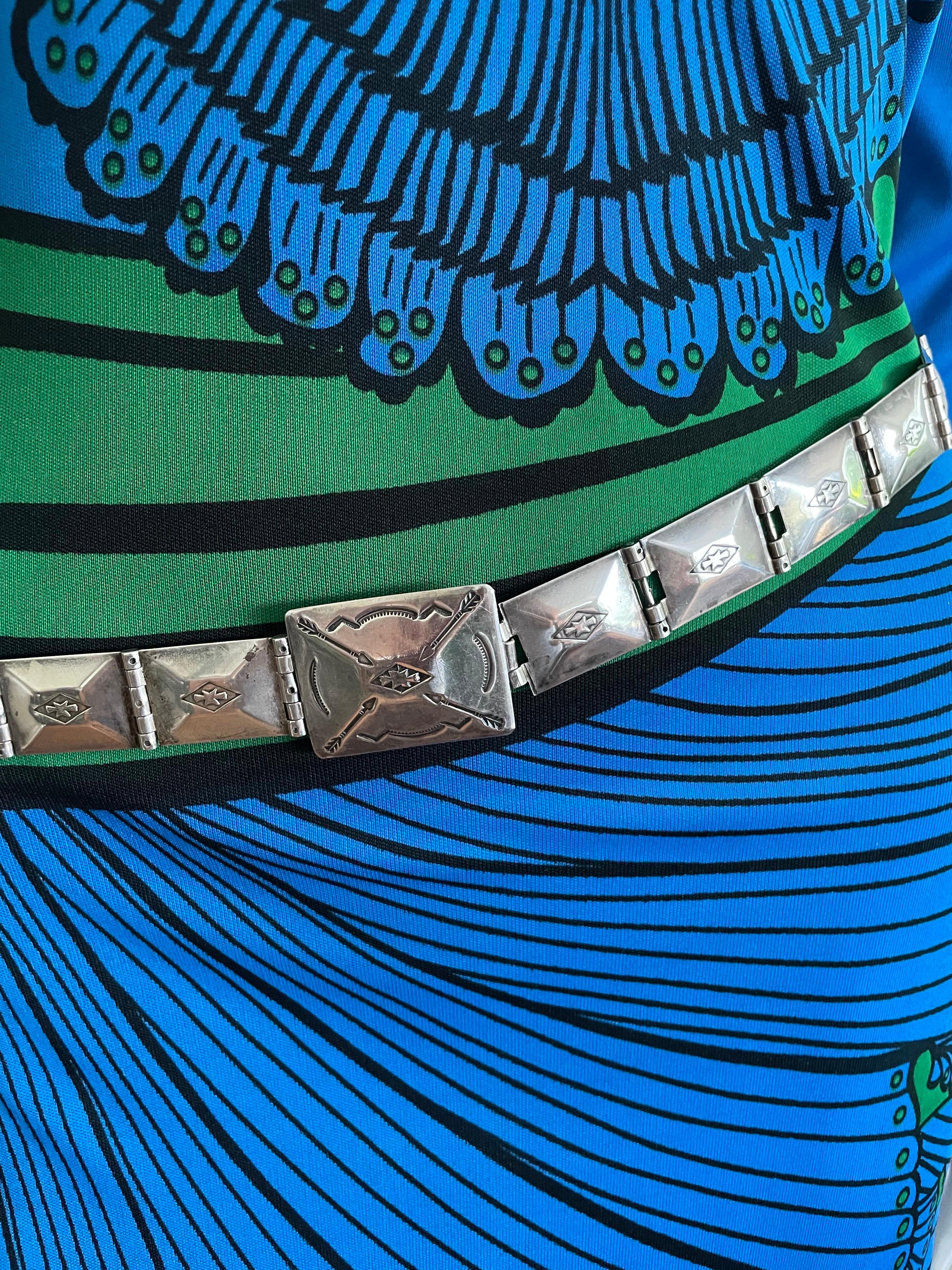 Sterling Silver Paneled Belt Native American Navajo  2