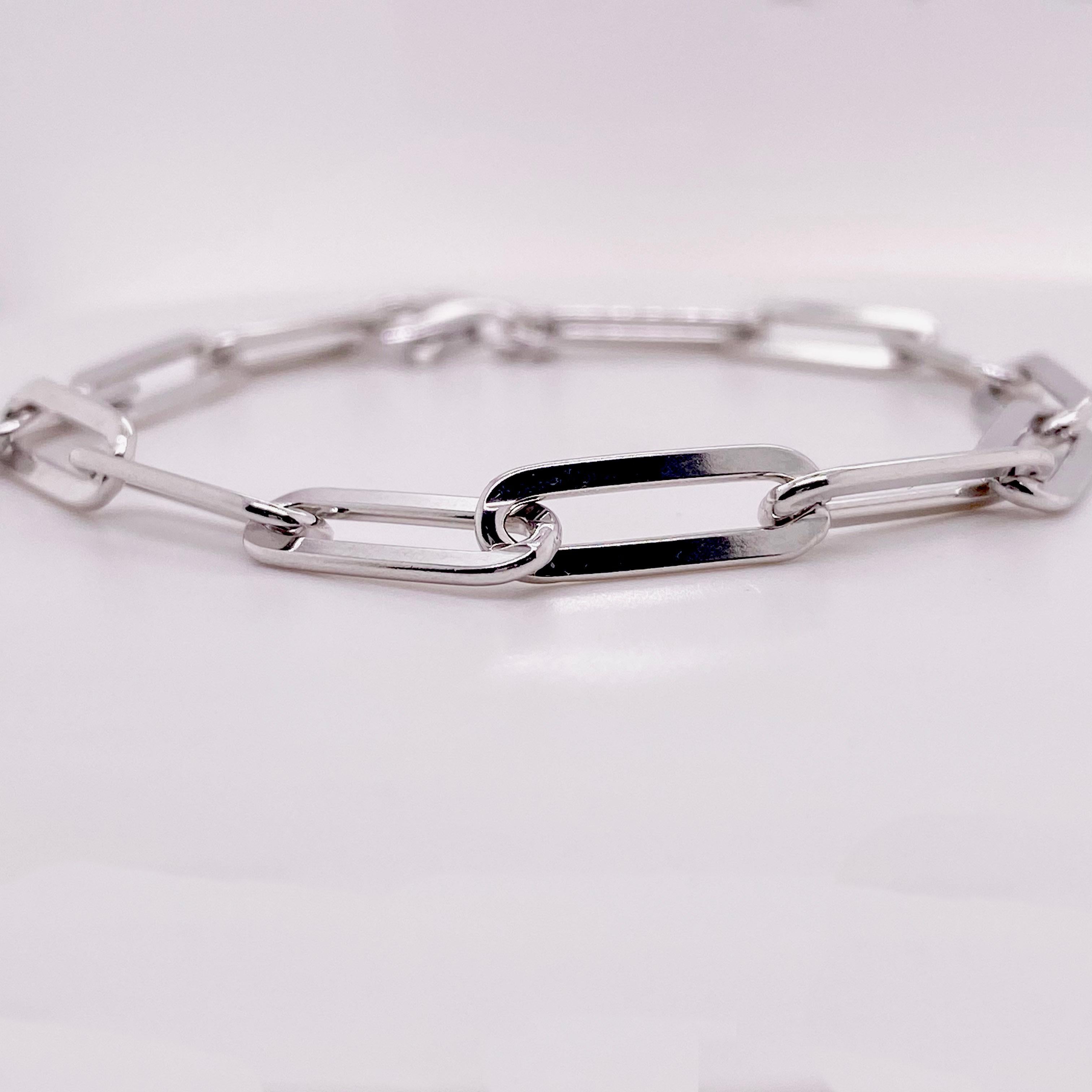 The details for this gorgeous bracelet are listed below:
Bracelet Type: Paper Clip 
Metal Quality: Sterling Silver
Length: 7.5 in 
Width: 5.8 mm
Clasp: Lobster Clasp 
Total Weight: 9.7 g 
