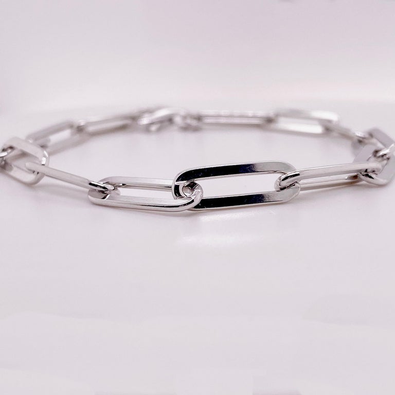 Sterling Silver Paper Clip Bracelet, Silver Bracelet For Sale at 1stDibs