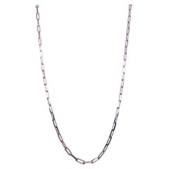 Used Sterling Silver Paper Clip Chain Necklace with Adjustable Bolo