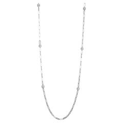 Sterling Silver Paperclip Chain (3mm) CZ Rondelle Stations, Rhodium Finish