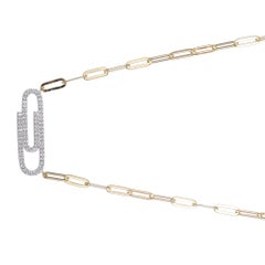 Sterling Silver Paperclip Necklace (3mm), CZ Paperclip, 17", 18k Gold Finish