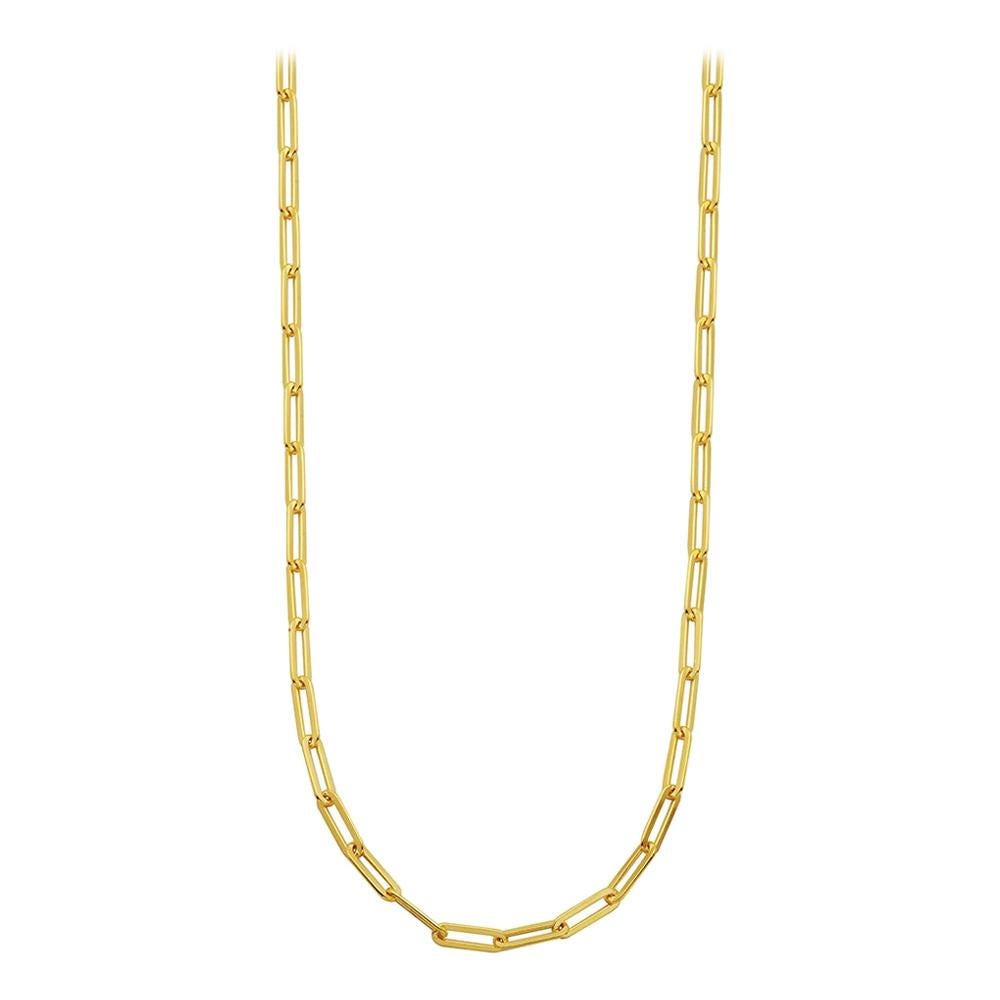 Sterling Silver Paperclip Necklace (5mm), 36", 18K Gold Finish For Sale