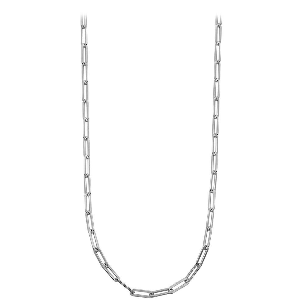 Sterling Silver Paperclip Necklace (5mm), 36", Rhodium Finish For Sale