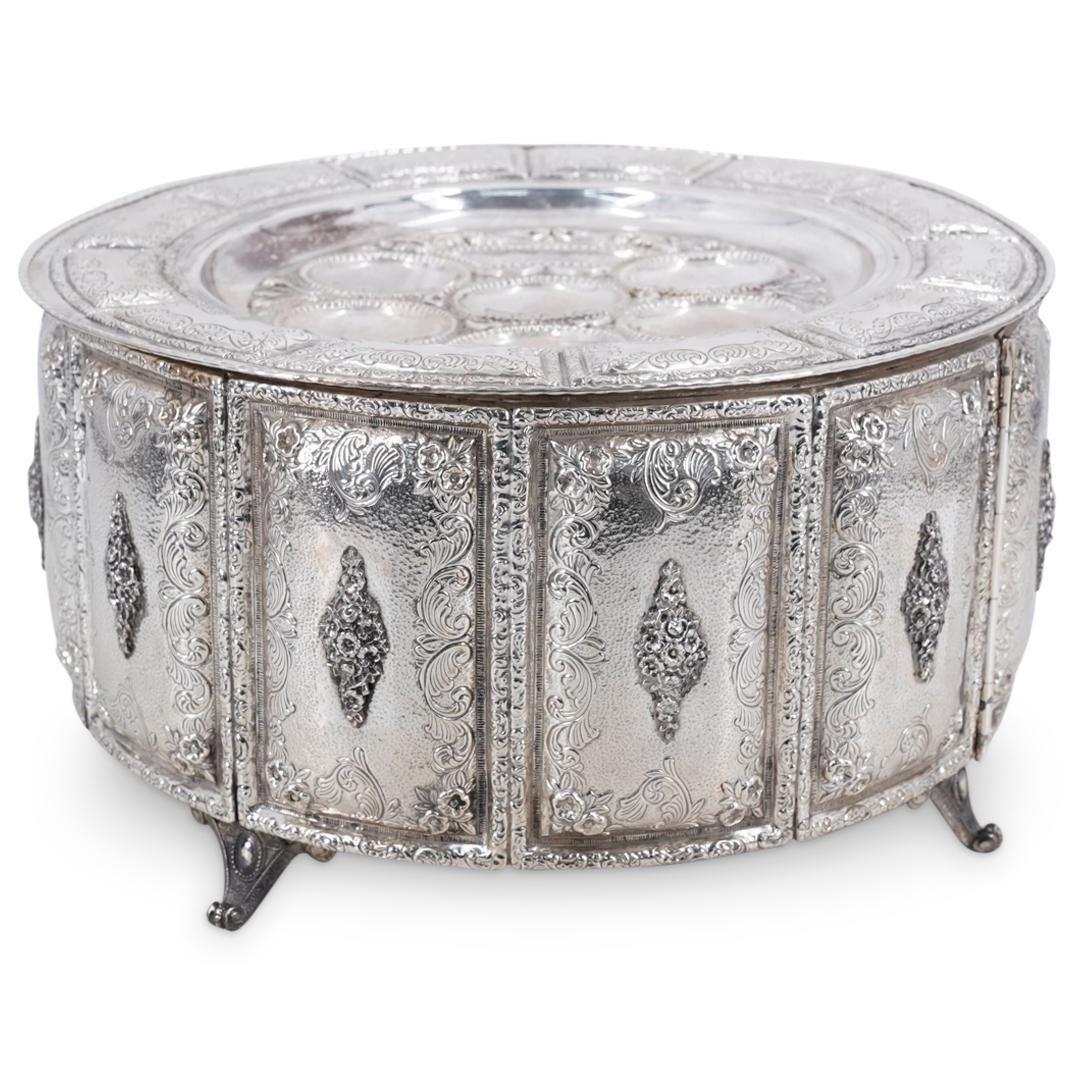 Contemporary Sterling Silver Passover Seder Chest and Tray