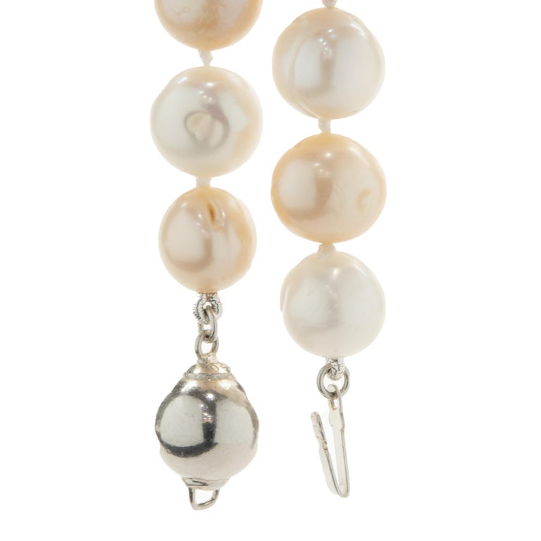 Sterling Silver Pastel Pearl Necklace For Sale at 1stDibs