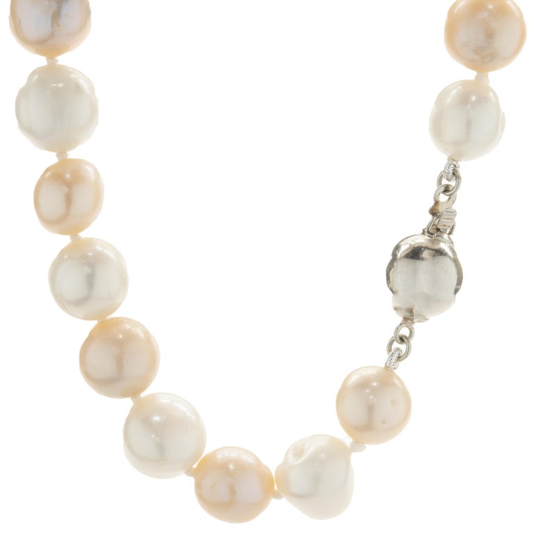 Sterling Silver Pastel Pearl Necklace For Sale at 1stDibs