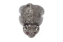 Sterling Silver Pave Set Diamond Bear Ring, App. 2.00 TCW