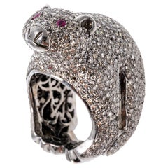 Sterling Silver Pave Set Diamond Bear Ring, App. 2.00 TCW