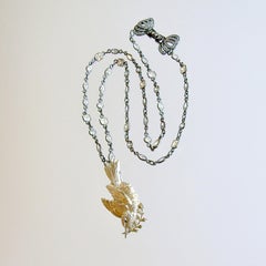 Sterling Silver Peace Dove Brooch Necklace, Dove Necklace