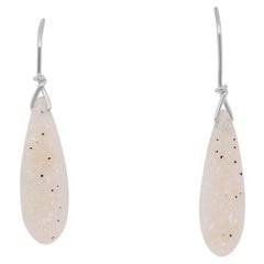 925 Sterling Silver Pear Shaped White Druzy Drop Dangle Earrings