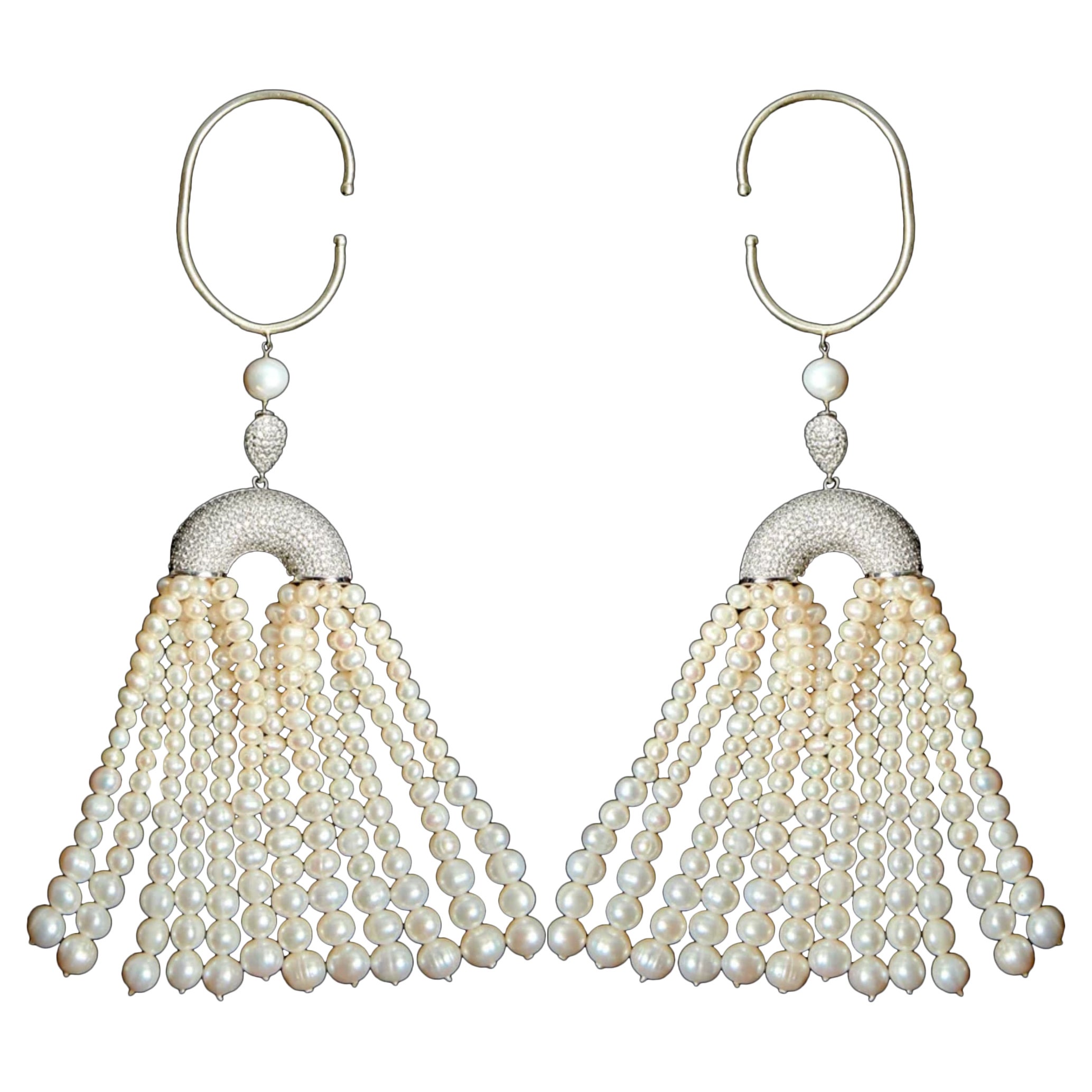 Boucles d'oreilles avec lustre en perles en argent sterling