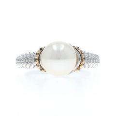Sterling Silber Perle Solitär Ring - 925 14k Gold
