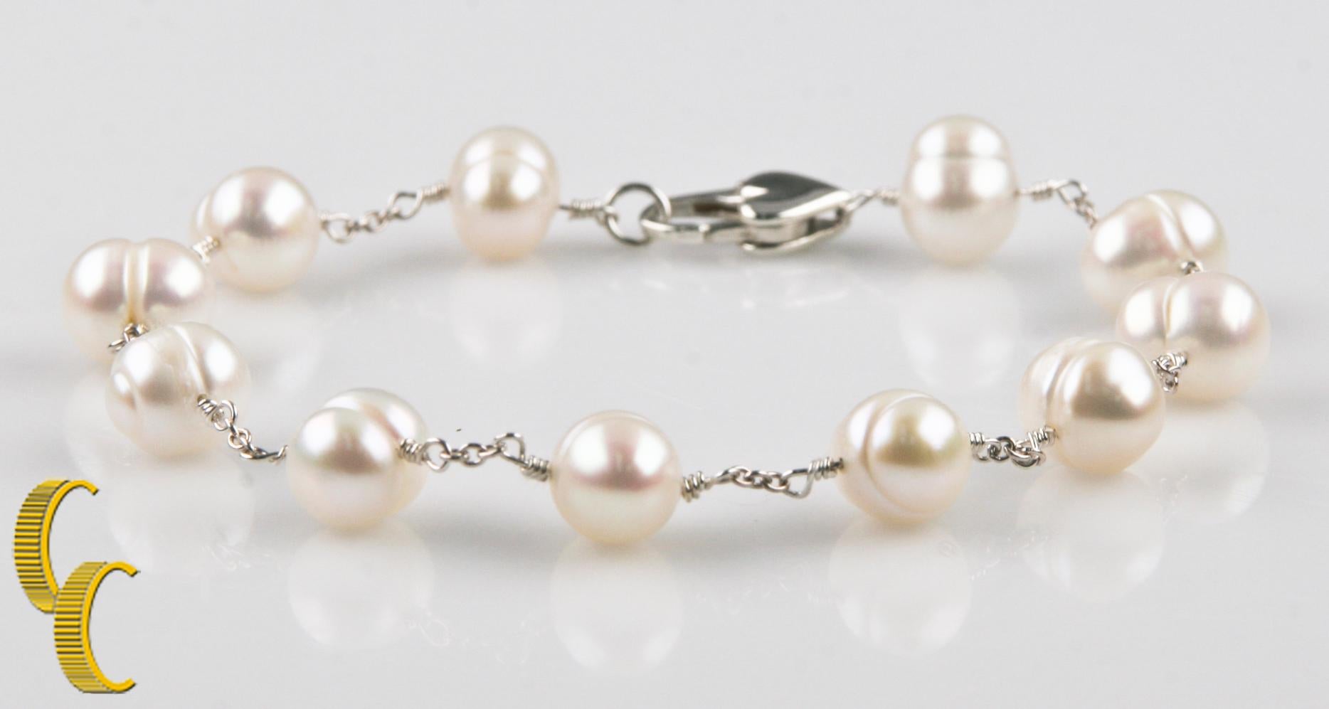 Moderno Bracciale di perle in argento sterling, misura 8 in vendita