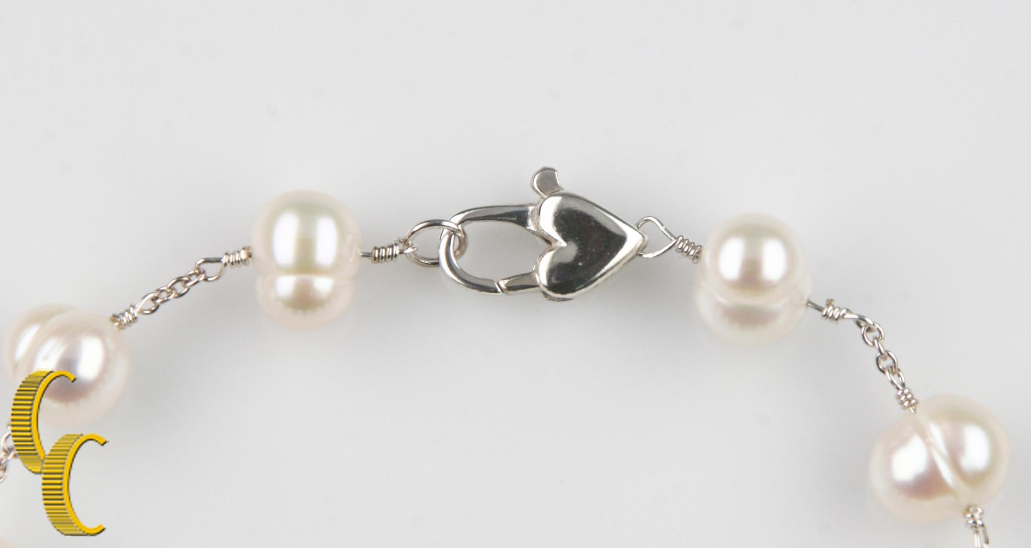 Bracciale di perle in argento sterling, misura 8 In condizioni buone in vendita a Van Nuys, CA