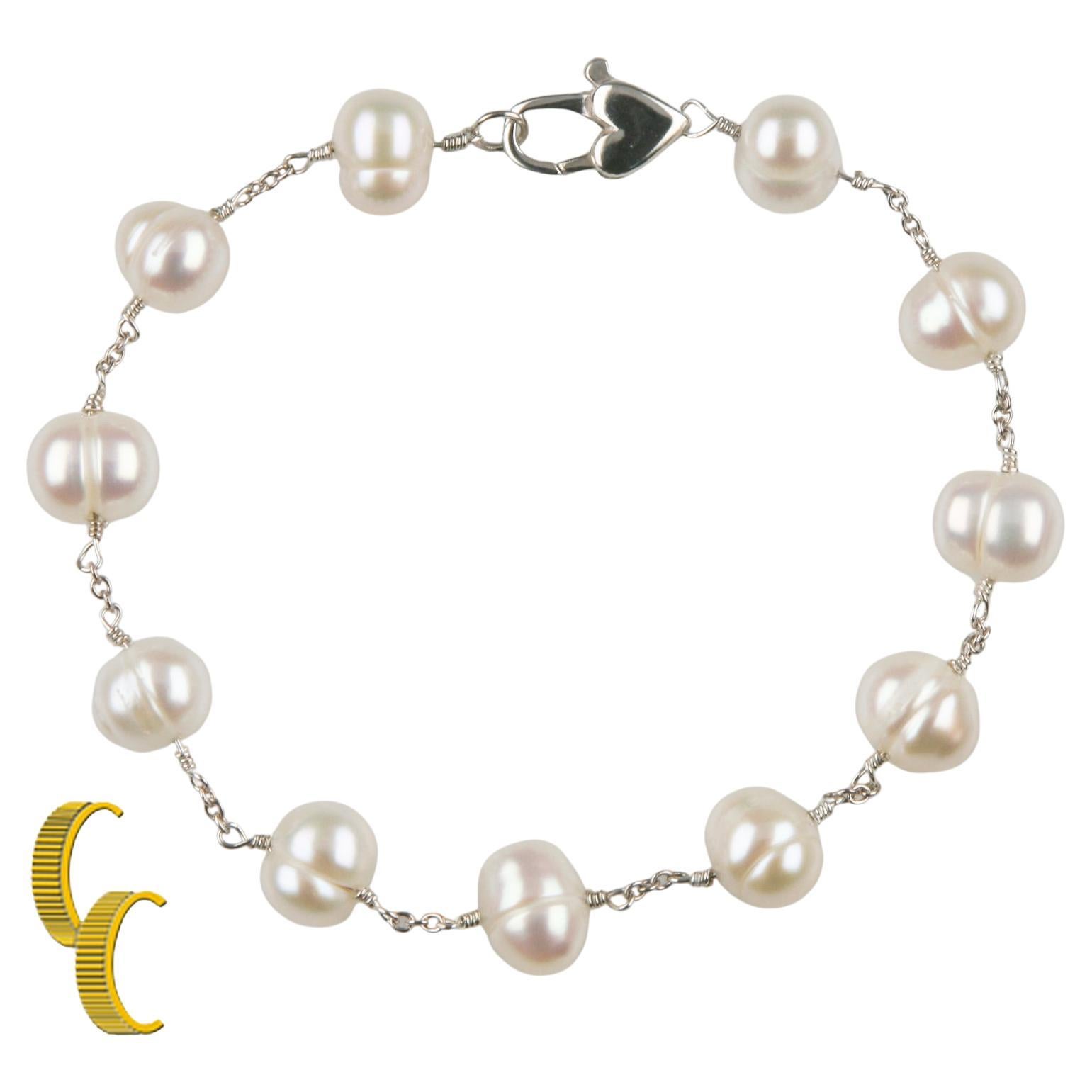 Bracelet perlé en argent sterling, taille 8
