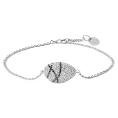 Sterling Silver Pebble White Diamond Bracelet with Black Diamonds