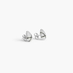 Sterling Silver Pebble White Diamond Stud Earrings with Black Diamonds