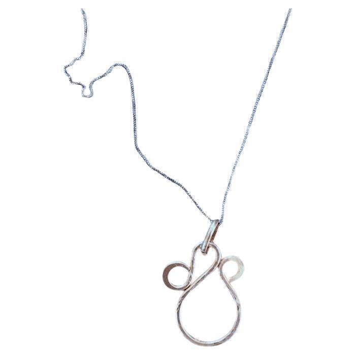 Sterling Silver Pendant Necklace, Hammered Texture on Front, Stamped on Back